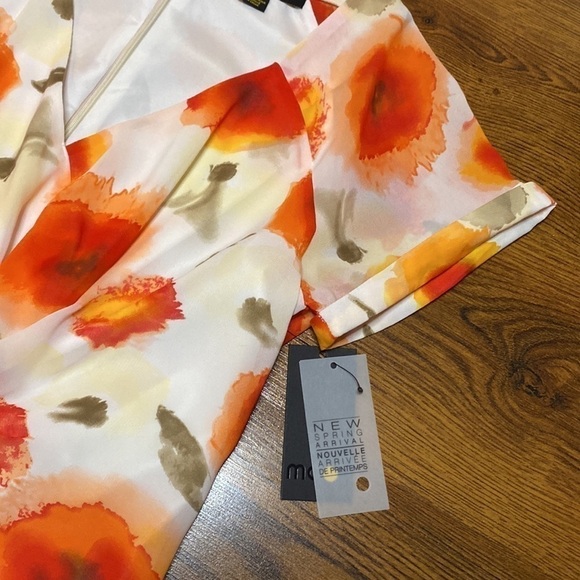 🌷 Moon🌷 NWT Orange Floral Chiffon Dress - Picture 4 of 8